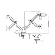 DIGITUS DA-90395 C-bilincses gázrugós univerzális (VESA 75 / 100) 2-es fekete monitor tartó konzol