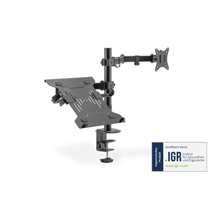 DIGITUS DA-90436 C-bilincses/gyűrűs univerzális (VESA 75 / 100) fekete monitor/notebook tartó konzol
