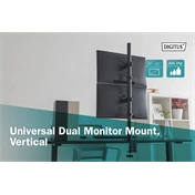 DIGITUS DA-90438 C-bilincses/gyűrűs univerzális (VESA 75 / 100) 2-es fekete függőleges monitor tartó állvány