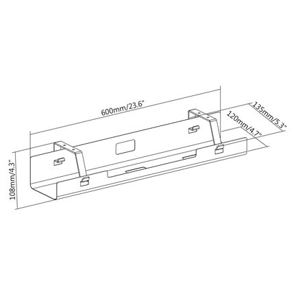 DIGITUS DA-90450 Asztal alatti fekete kábelvezető csatorna