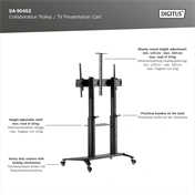 DIGITUS DA-90452 70-120" VESA fekete mobil TV állvány