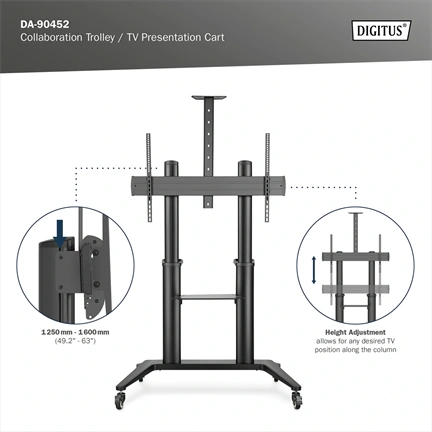 DIGITUS DA-90452 70-120" VESA fekete mobil TV állvány