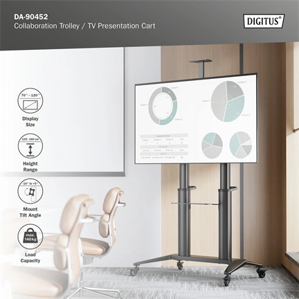 DIGITUS DA-90452 70-120" VESA fekte mobil TV állvány