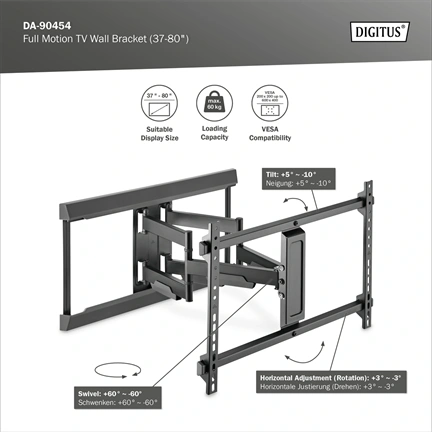DIGITUS DA-90454 37-80" VESA állítható TV fali tartó