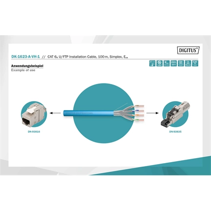 DIGITUS DK-1623-A-VH-1 Cat.6A U/FTP 500MHz Eca LSZH 100m kék fali kábel