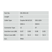 DIGITUS DK-2931-03 Duplex 2xLC + 2xST monomódusú OS2 9/125 LSOH 3m optikai patch kábel