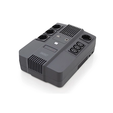 DIGITUS DN-170110 All-in-One 600VA 360W 4xCEE 7/7 3xC13 aljzat szünetmentes tápegység