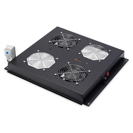 DIGITUS DN-19 FAN-2-B-N 2-es termosztátos fekete tetőventilátor Unique/Dynamic Basic rackszekrényhez