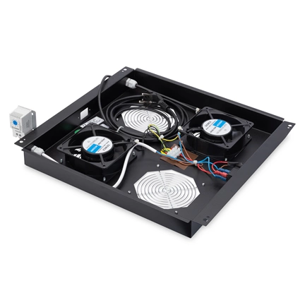 DIGITUS DN-19 FAN-2-B-N 2-es termosztátos fekete tetőventilátor Unique/Dynamic Basic rackszekrényhez
