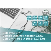 DIGITUS DN-3028 USB type A 3.0 Type-C 3.1 2.5 Gigabit Ethernet adapter