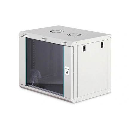 DIGITUS DN-37104 19" 9U 474x600x450mm lapraszerelt üvegajtós szürke Dynamic-N fali rack szekrény