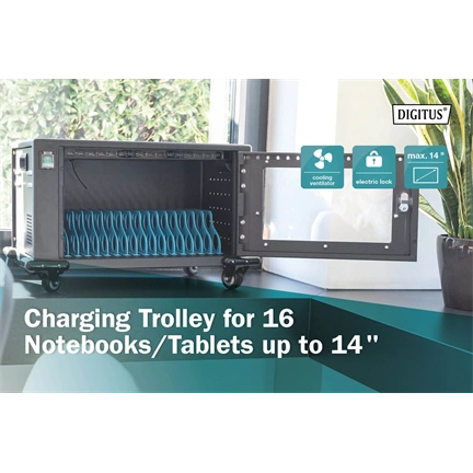 DIGITUS DN-45003 16 állomásos (max. 14") tablet és notebook töltőkocsi