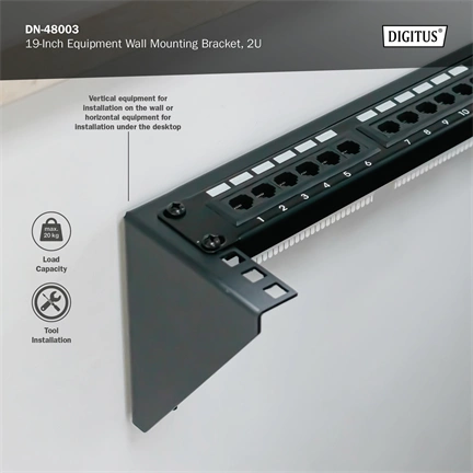 DIGITUS DN-48003 19" 2U fekete hálózati fali konzol