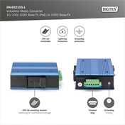 DIGITUS DN-652103-1 Gigabit 1x GbE Lan port SFP modul nélküli ipari média konverter