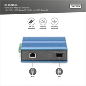 DIGITUS DN-652103-1 Gigabit 1x GbE Lan port SFP modul nélküli ipari média konverter