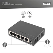 DIGITUS DN-80202-1 5x GbE Lan port nem menedzselhető asztali switch