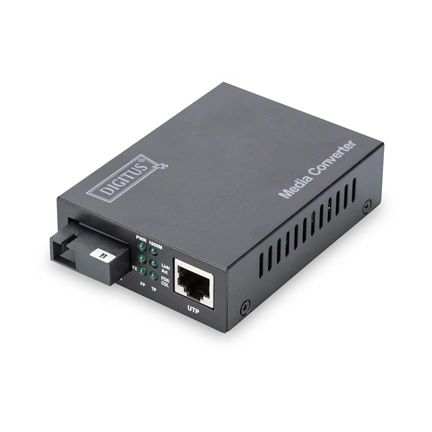 DIGITUS DN-82123 Gigabit monomódusú 1x GbE Lan port 1x SC simplex BiDi egyszálas Tx1550nm/Rx1310nm média konverter