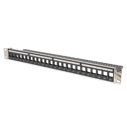 DIGITUS DN-91411-LF 24port 19" 1U  moduláris fekete árnyékolt üres Patch Panel