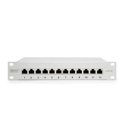 DIGITUS DN-91612S-EA-G CAT6A 8port 10" 1U szürke árnyékolt Patch Panel