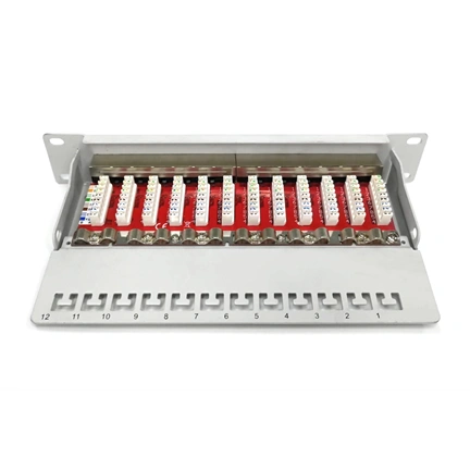 DIGITUS DN-91612S-EA-G CAT6A 8port 10" 1U szürke árnyékolt Patch Panel