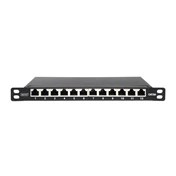 DIGITUS DN-91612S-SL-EA CAT6A 12port 10" 0,5U fekete árnyékolt Patch Panel