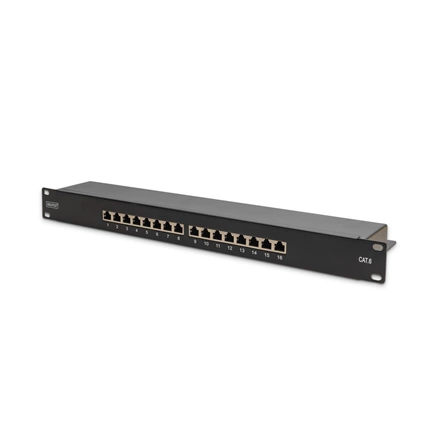 DIGITUS DN-91616S-B CAT6 16port 19" 1U fekete árnyékolt Patch Panel