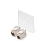 DIGITUS DN-93831-2 Front plate 50x50 central plate, RAL9003 with 2x DN-93615-S Keystone Modules