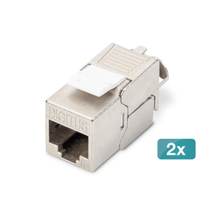 DIGITUS DN-93831-2 Front plate 50x50 central plate, RAL9003 with 2x DN-93615-S Keystone Modules