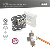 DIGITUS DN-93831-2 Front plate 50x50 central plate, RAL9003 with 2x DN-93615-S Keystone Modules