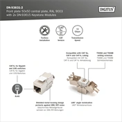 DIGITUS DN-93831-2 Front plate 50x50 central plate, RAL9003 with 2x DN-93615-S Keystone Modules
