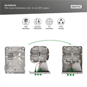 DIGITUS DN-949103 24 szálas 3x LC/APC duplex monomódusú OS2 IP54 FTTH elosztó doboz toldóval