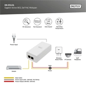 DIGITUS DN-95131 48V 0.32A 802.3af aktív Poe tápegység Gigabit LAN porttal