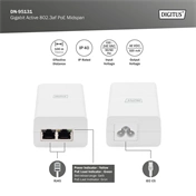 DIGITUS DN-95131 48V 0.32A 802.3af aktív Poe tápegység Gigabit LAN porttal