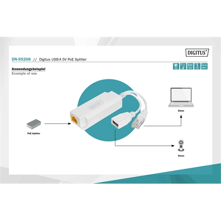 DIGITUS DN-95208 10/100Mbps USB-A 5V PoE Splitter