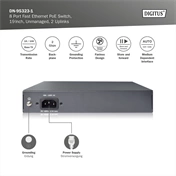 DIGITUS DN-95323-1 8x 10/100Mbps FE Lan port 2x uplink port PoE 120W nem menedzselhető asztali switch