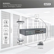 DIGITUS DN-95323-1 8x 10/100Mbps FE Lan port 2x uplink port PoE 120W nem menedzselhető asztali switch