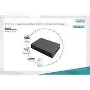 DIGITUS DN-95330-1 4x GbE Lan port PoE 60W nem menedzselhető asztali switch