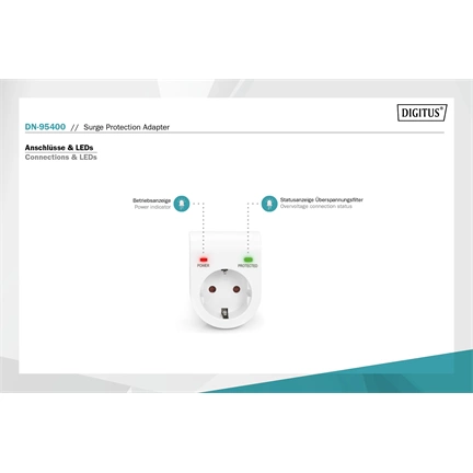 DIGITUS DN-95400 16A 3500 W schuko túlfeszültségvédő adapter
