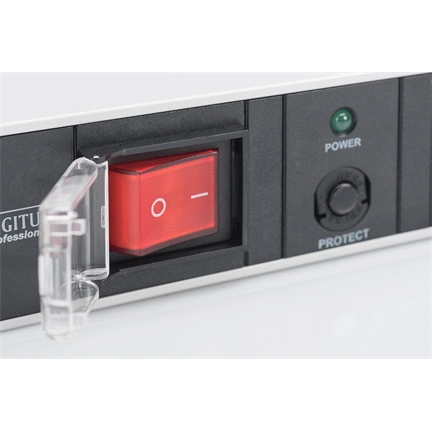 DIGITUS DN-95403 19" 1U PDU 250V 16A 7xCEE7/3 aljzat CEE7/7 csatlakozó kapcsolóval 2M elosztósor
