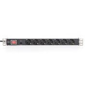 DIGITUS DN-95403 19" 1U PDU 250V 16A 7xCEE7/3 aljzat CEE7/7 csatlakozó kapcsolóval 2M elosztósor