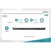 DIGITUS DN-95405 0U PDU függőleges 250V 2x16A 12xCEE7/3 aljzat CEE7/7 csatlakozó 2M elosztósor