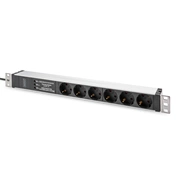 DIGITUS DN-95432 19" 1U PDU 230V 16A 6xCEE 7/3 aljzat CEE7/7 csatlakozó túlfeszültség védelemmel 2M elosztósor