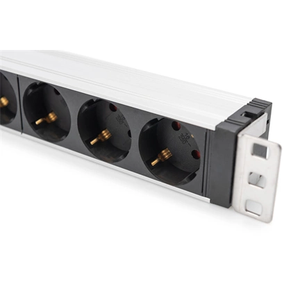 DIGITUS DN-95432 19" 1U PDU 230V 16A 6xCEE 7/3 aljzat CEE7/7 csatlakozó túlfeszültség védelemmel 2M elosztósor