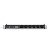 DIGITUS DN-95432 19" 1U PDU 230V 16A 6xCEE 7/3 aljzat CEE7/7 csatlakozó túlfeszültség védelemmel 2M elosztósor