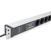 DIGITUS DN-95432 19" 1U PDU 230V 16A 6xCEE 7/3 aljzat CEE7/7 csatlakozó túlfeszültség védelemmel 2M elosztósor