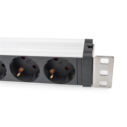 DIGITUS DN-95433 19" 1U PDU 230V 16A 5xCEE 7/3 aljzat CEE7/7 csatlakozó túlfeszültség védelemmel 2M elosztósor