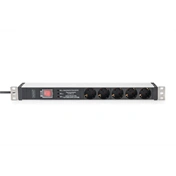 DIGITUS DN-95433 19" 1U PDU 230V 16A 5xCEE 7/3 aljzat CEE7/7 csatlakozó túlfeszültség védelemmel 2M elosztósor