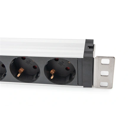 DIGITUS DN-95433 19" 1U PDU 230V 16A 5xCEE 7/3 aljzat CEE7/7 csatlakozó túlfeszültség védelemmel 2M elosztósor