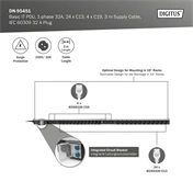 DIGITUS DN-95451 0U PDU függőleges 250V 32A 24xC13 4xC19 aljzat IEC 60309 ipari csatlakozó 3M elosztósor
