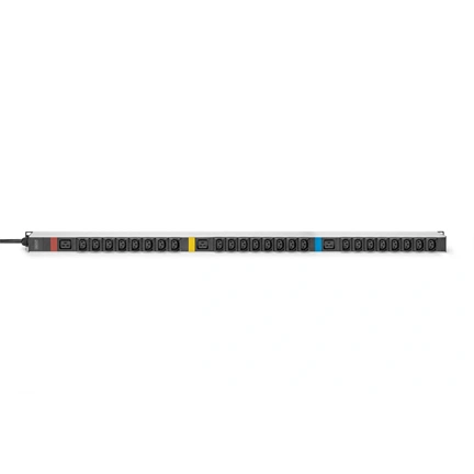 DIGITUS DN-95452  0U PDU függőleges 3 fázisú 250V 16A 24xC13 3xC19 aljzat IEC 60309 ipari csatlakozó 3M elosztósor